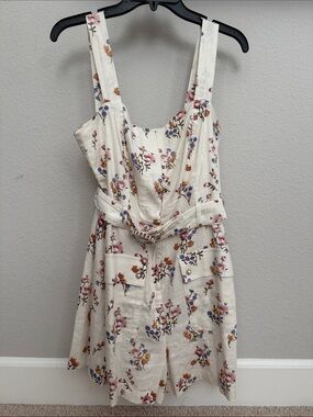 Floral Linen Blend Sundress with Belt